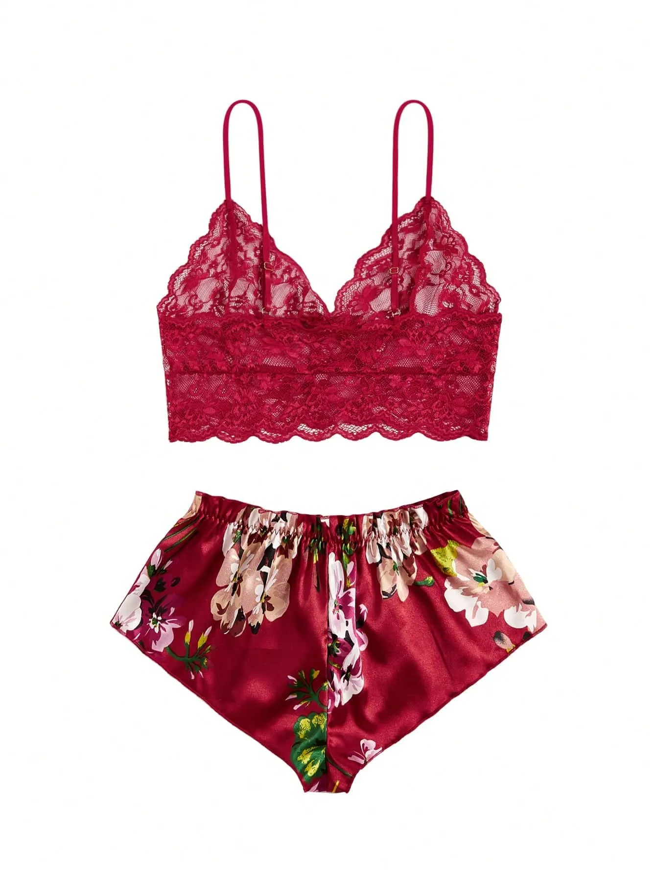 Floral Lace Bow Front Lingerie Set