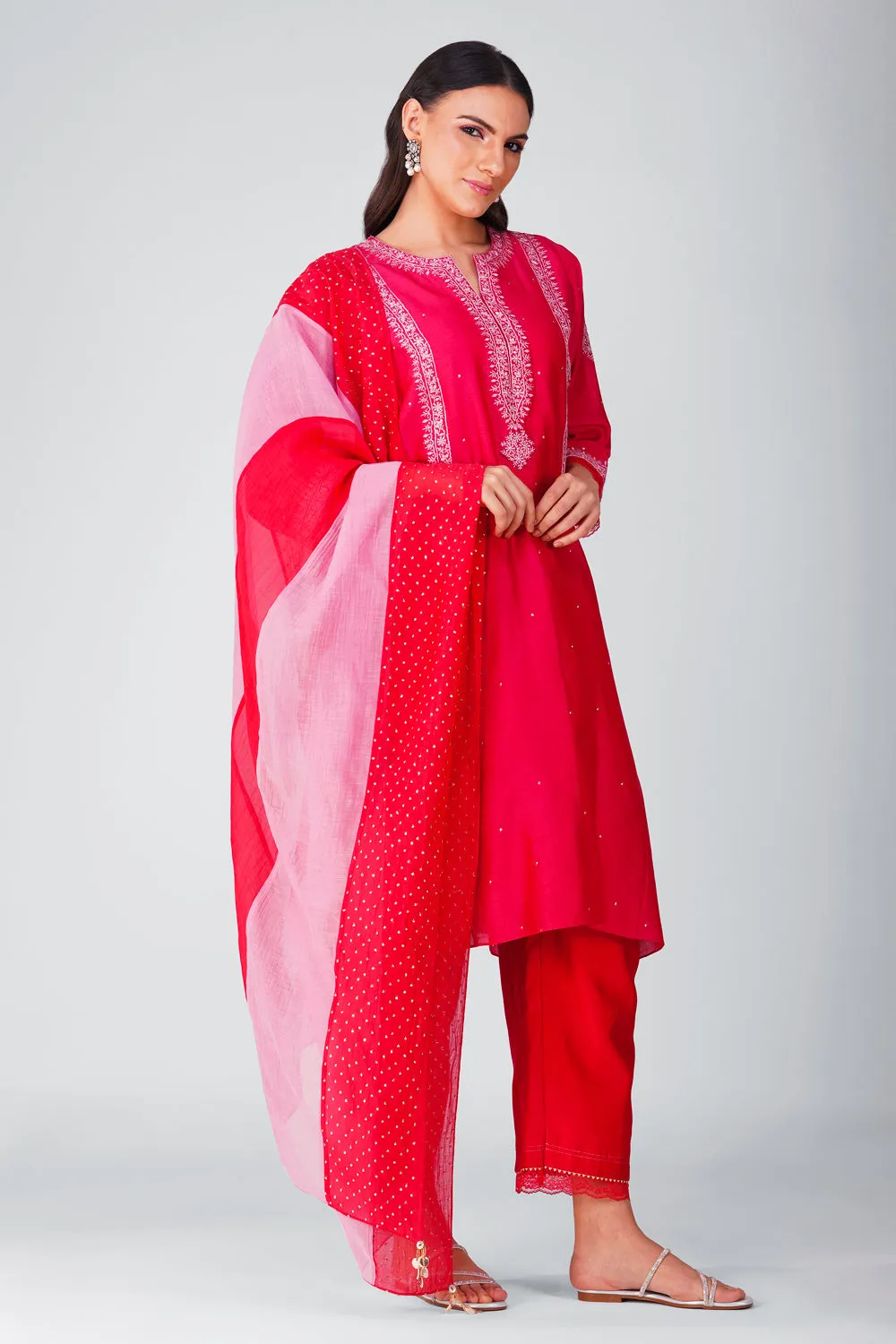 Flower Border Kalidar Kurta Set