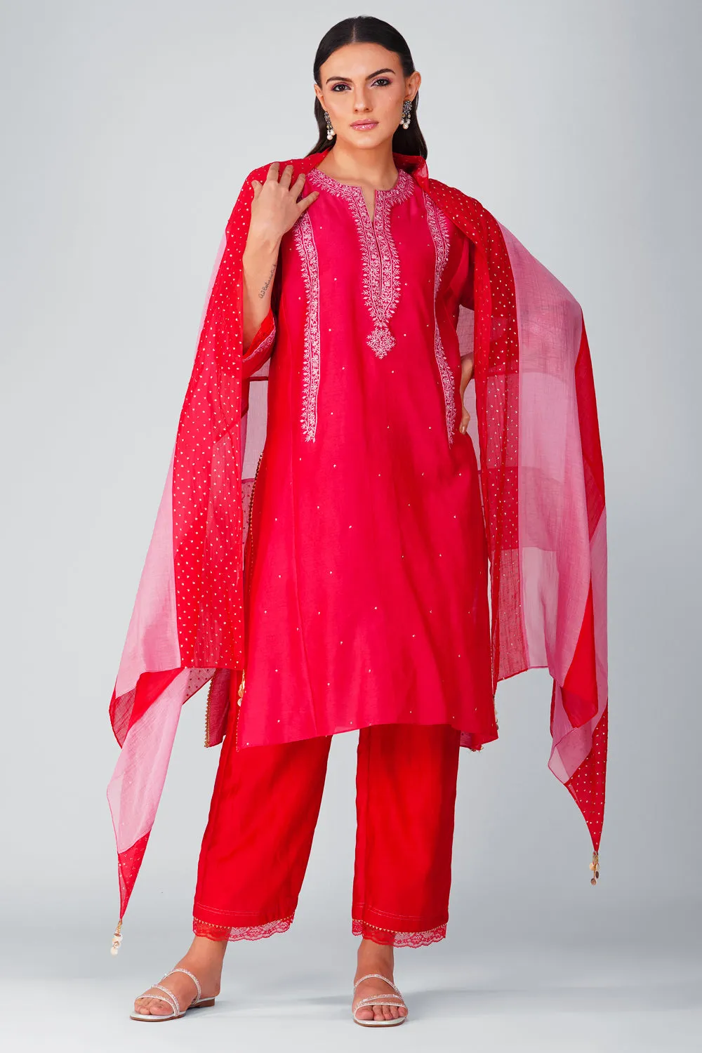 Flower Border Kalidar Kurta Set