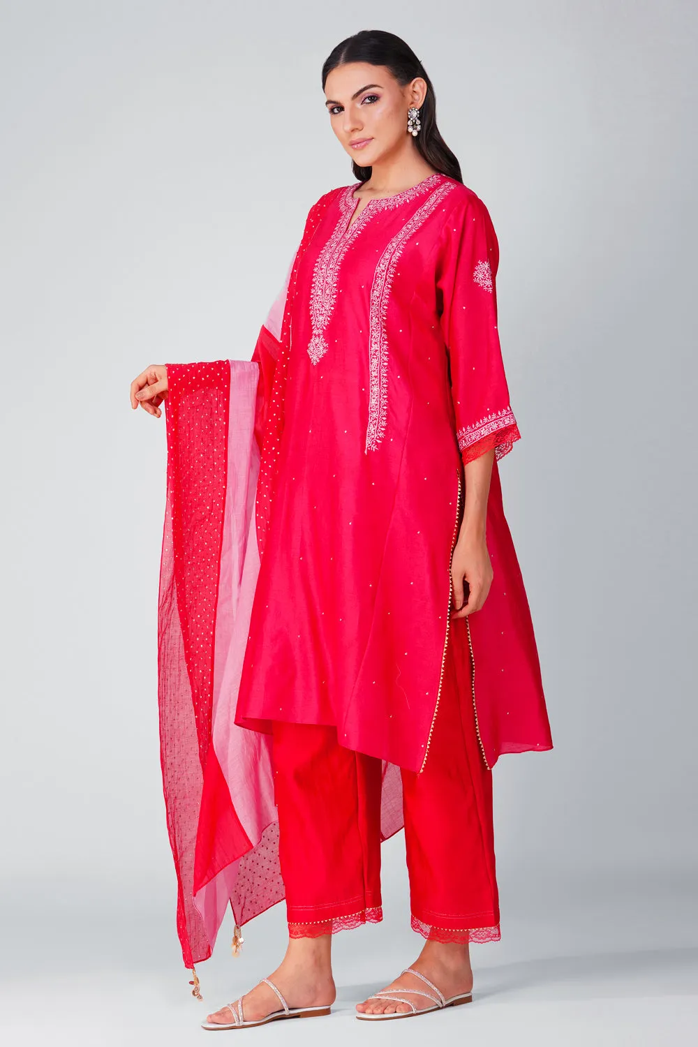 Flower Border Kalidar Kurta Set