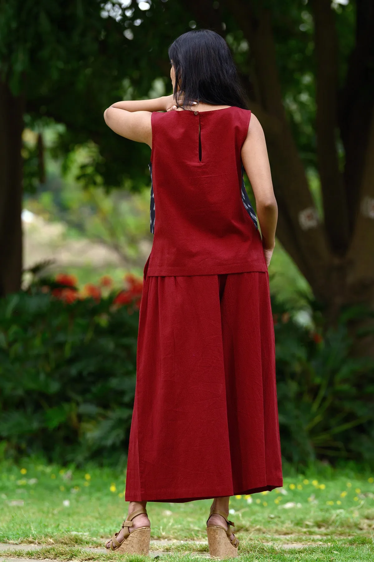 Gauri Co-ord Set - Deep Red