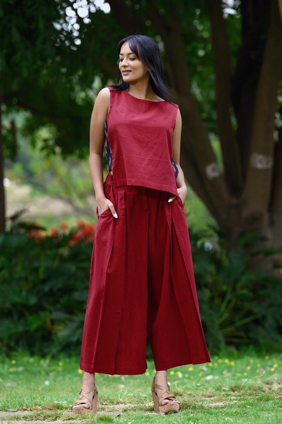 Gauri Co-ord Set - Deep Red