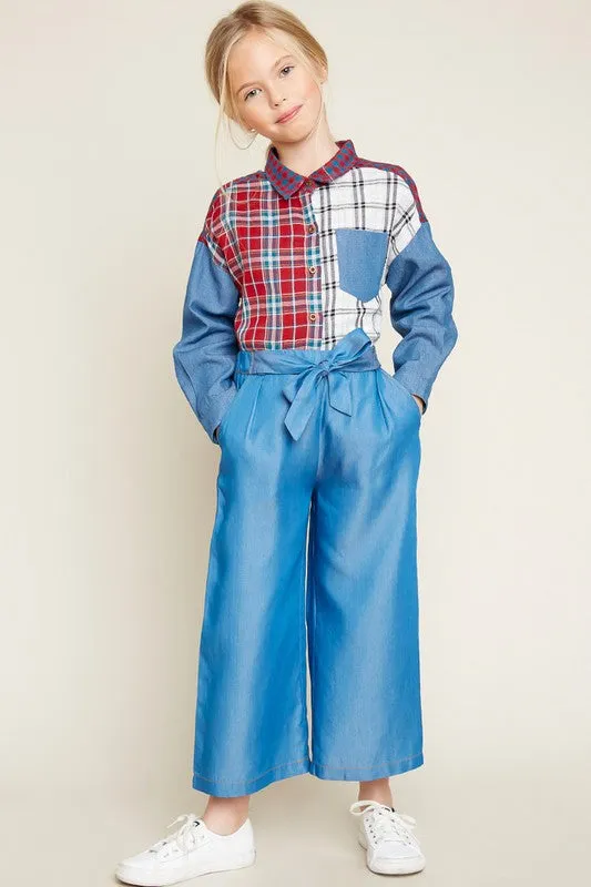 Girls Denim Culotte Pants