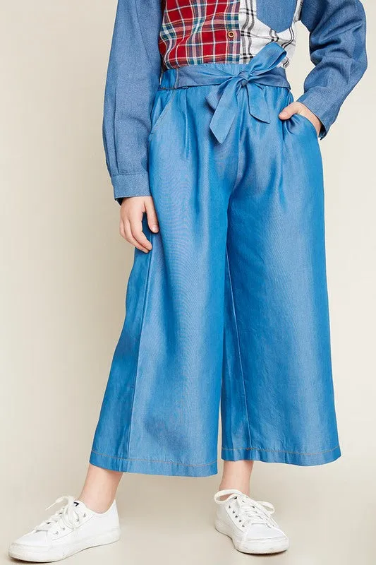 Girls Denim Culotte Pants