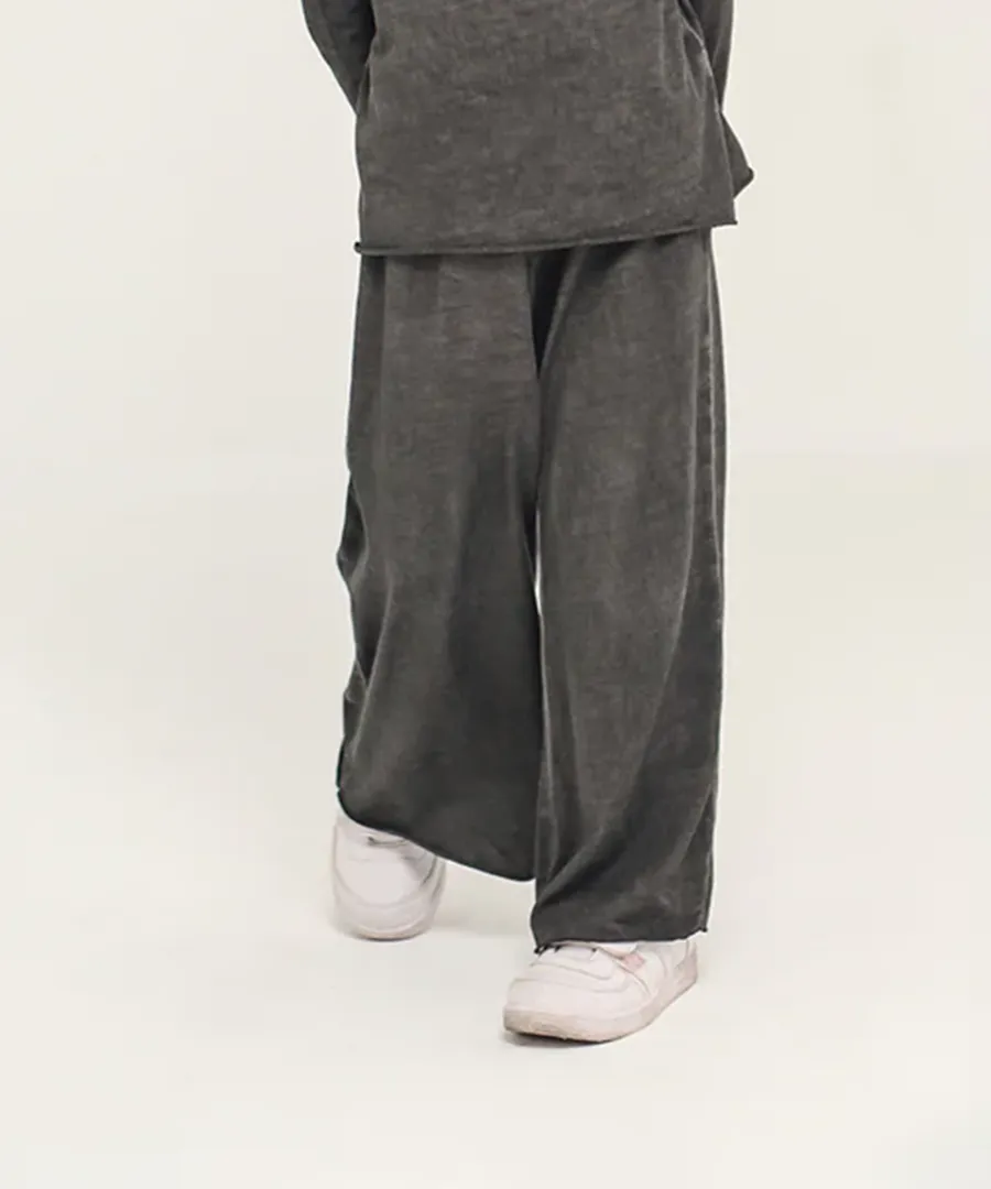 Girls' Stone Wash Raw Hem Pants