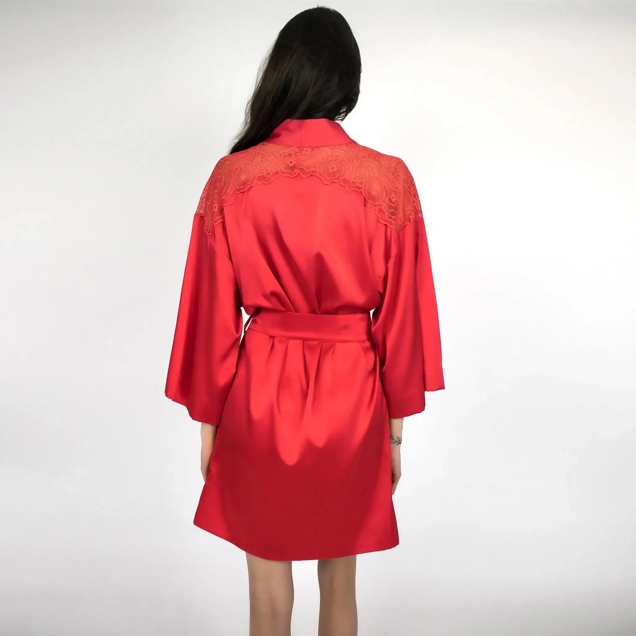 Good Girl Gone Bad Silk Kimono Robe Red