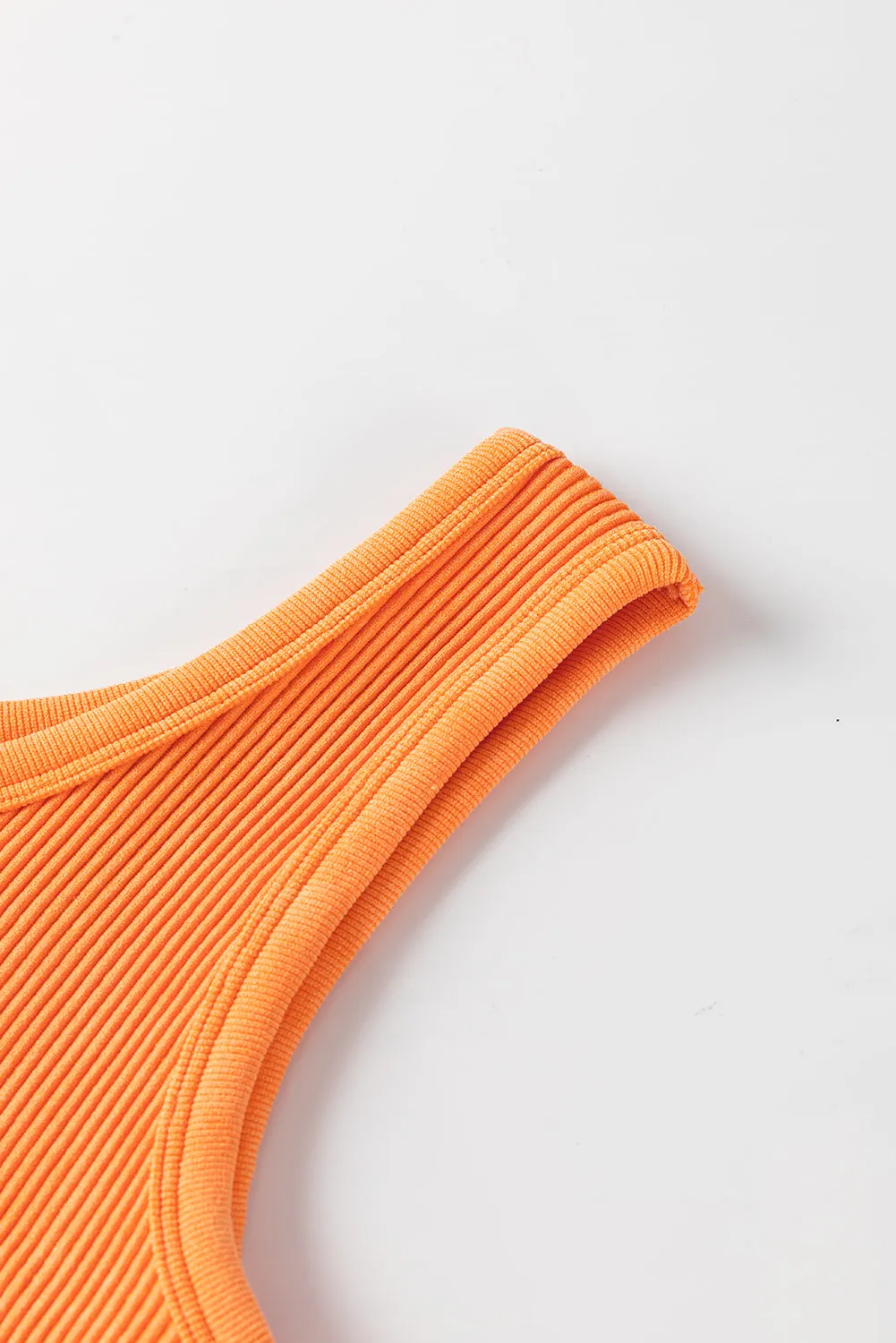 Grapefruit Orange Ribbed Seamless Cropped Tank Top