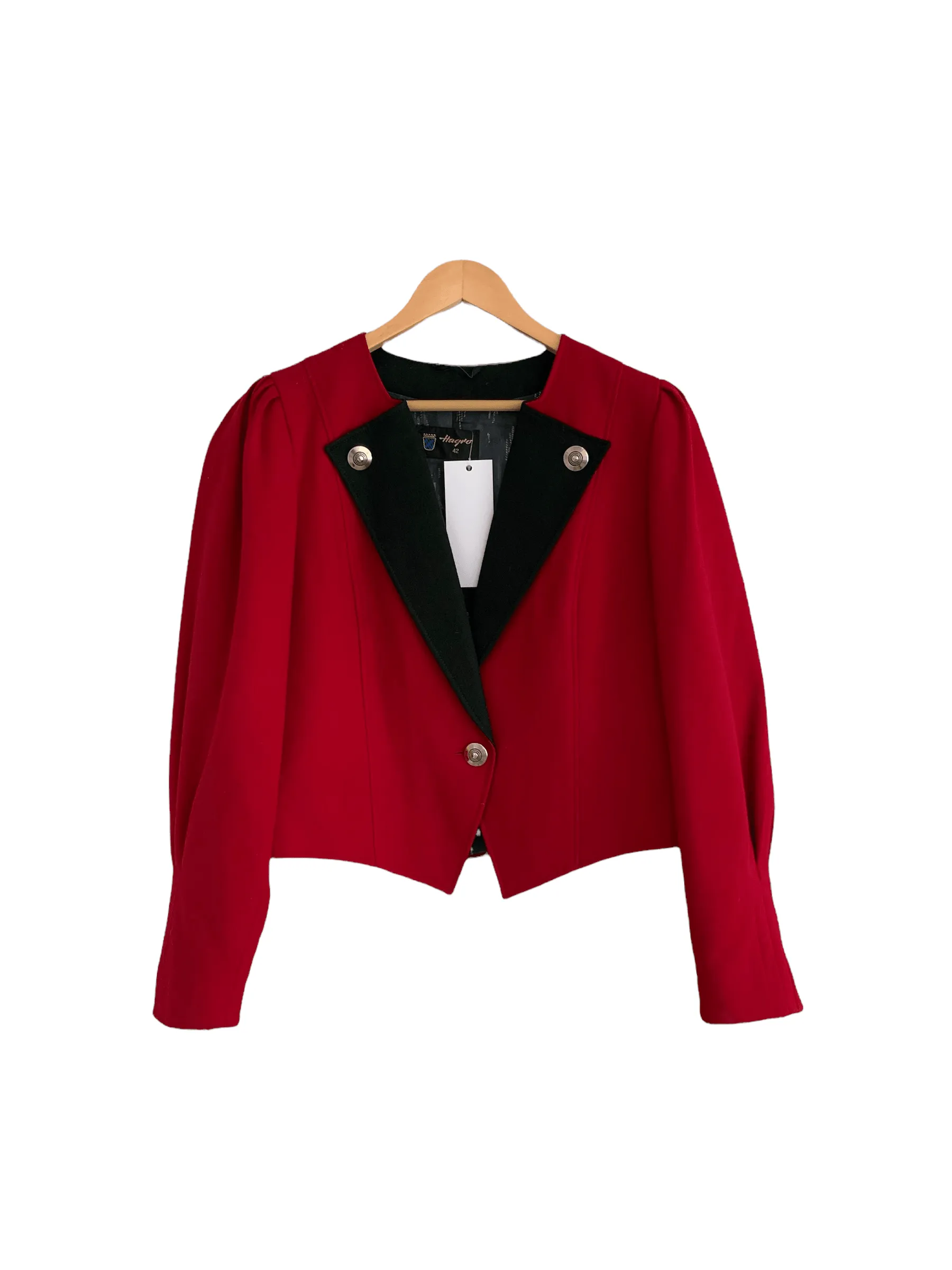 Hagro Wool Cropped Jacket Red EU42 UK Size M/L