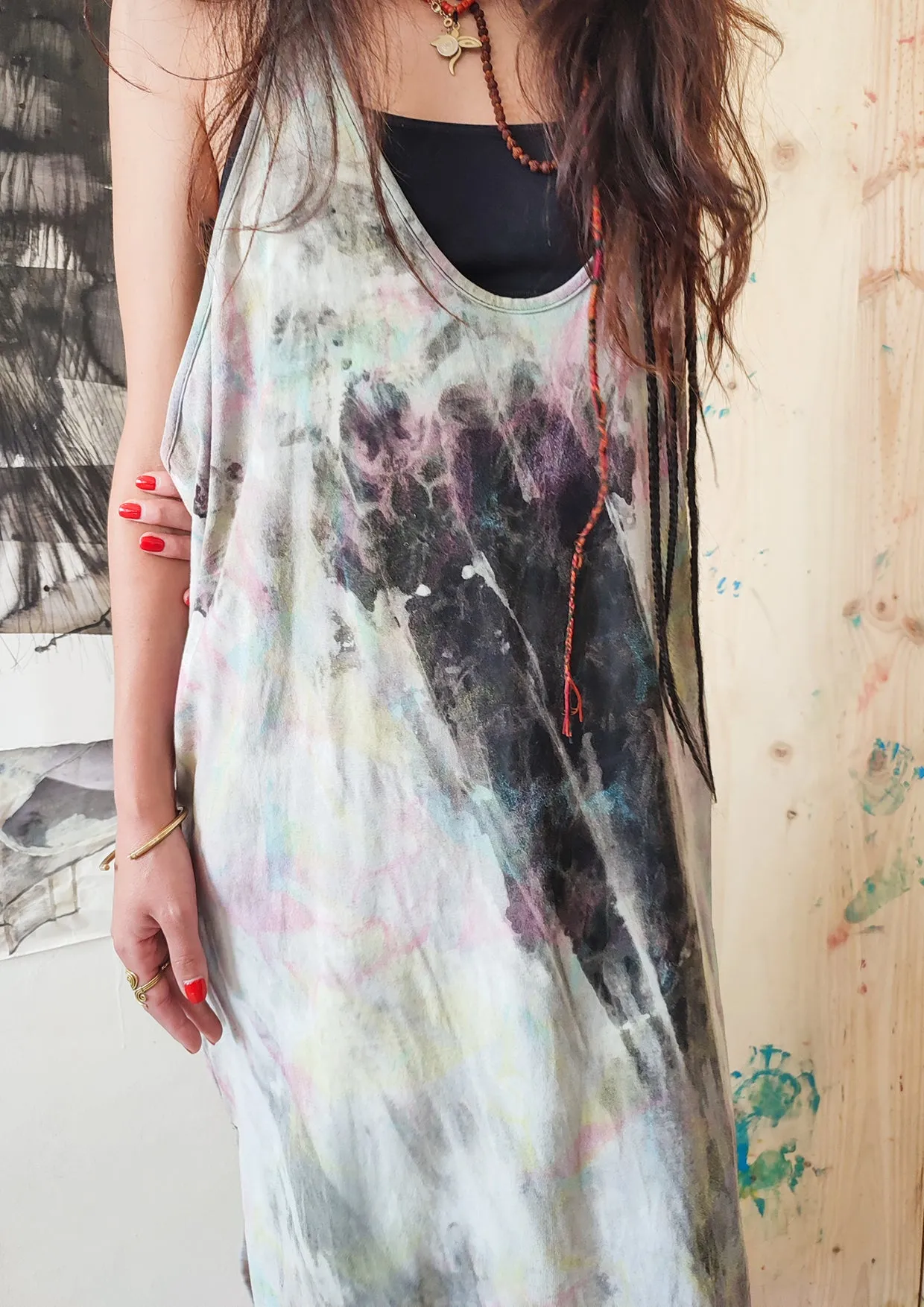 HANDPAINTED TANK DRESS - black painted