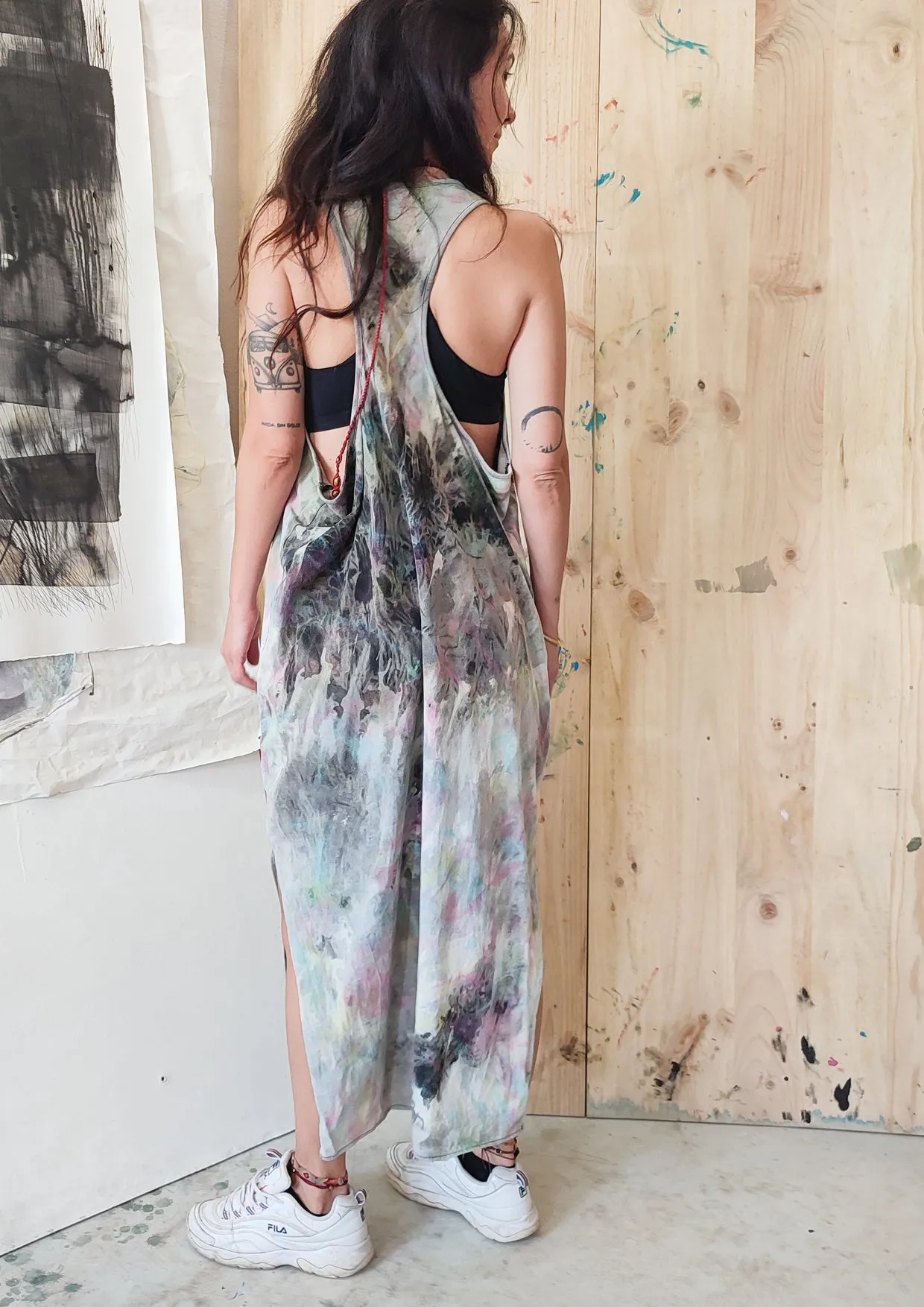 HANDPAINTED TANK DRESS - black painted