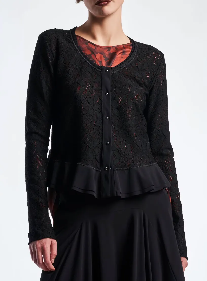 Imagine Black Floral Lace Cardigan