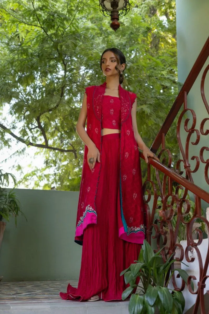 Insia Sohail - Khooshboo - Hot pink - 3 Piece - Cotton Silk