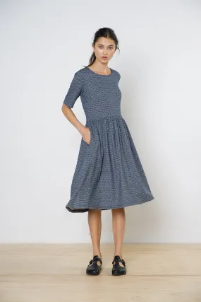 James Dress - Navy Haiku Print