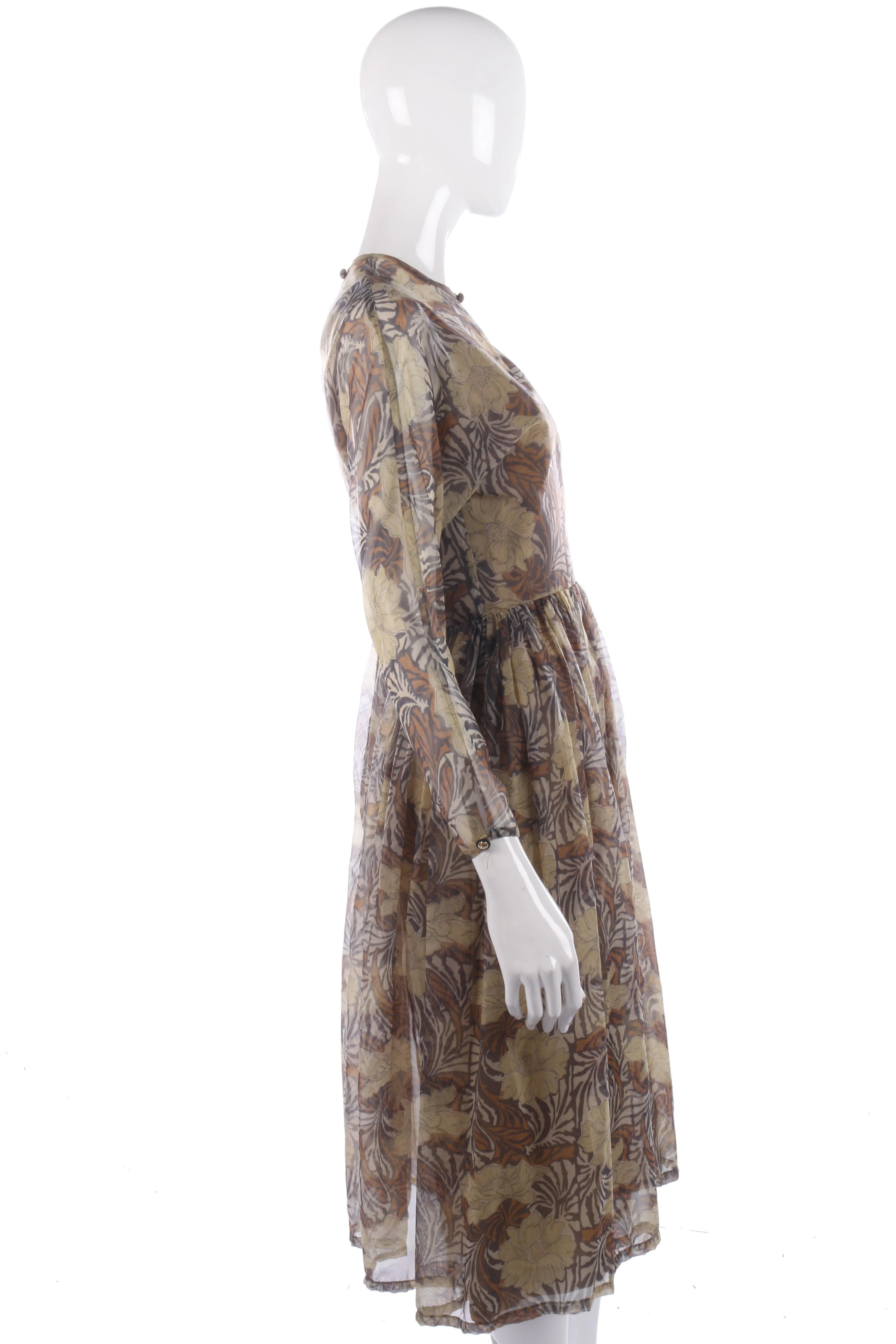 Jean Allen brown chiffon floral dress size 10/12