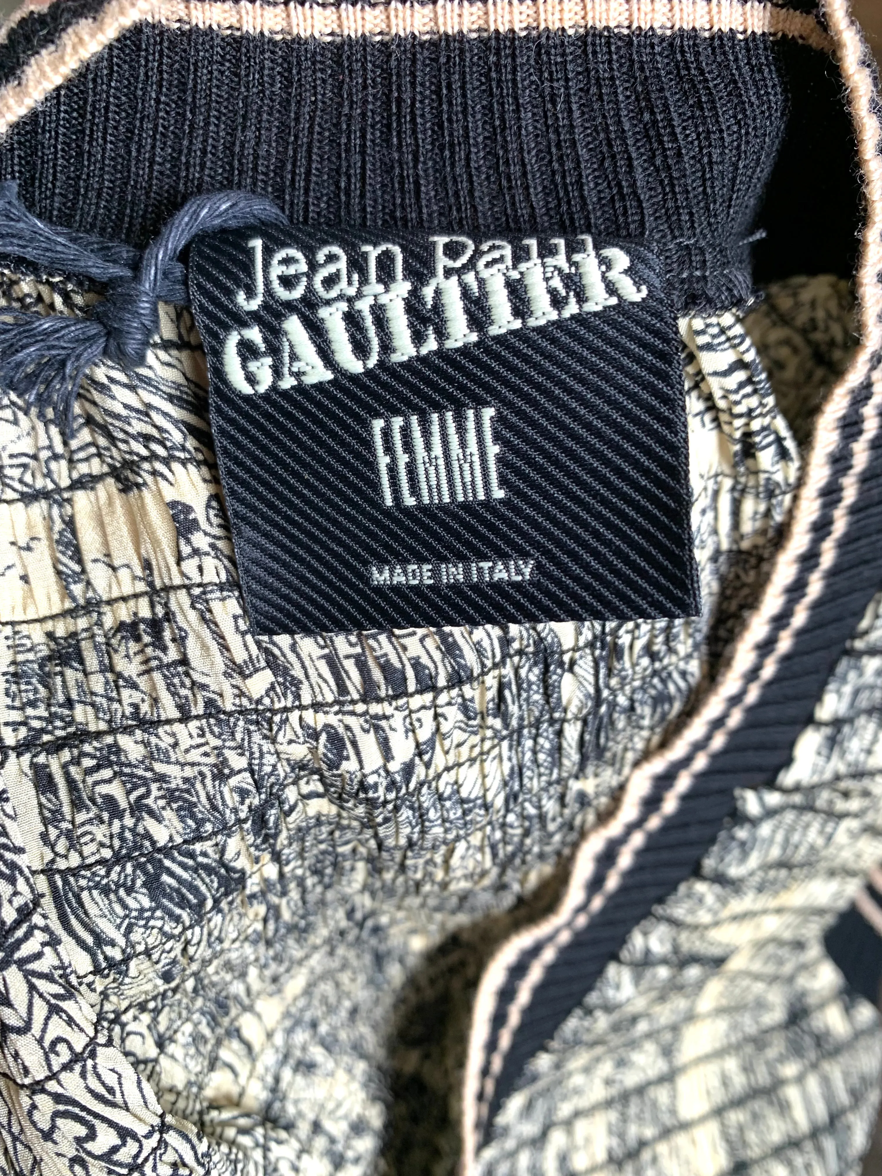 Jean Paul Gaultier Y2K FEMME Toile de Jouy Cream and Black Plissé Vest, NWT