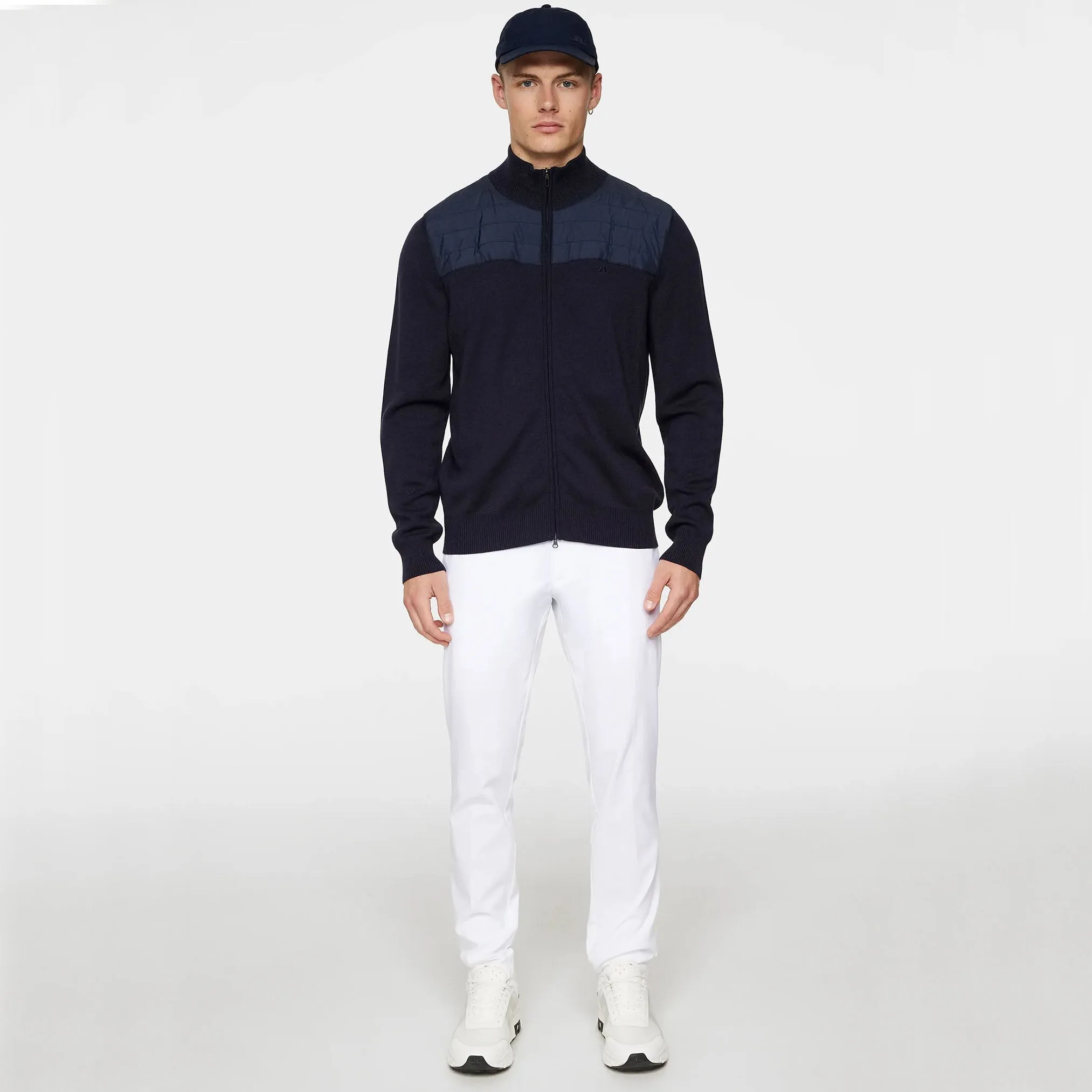 J.Lindeberg Bridge Knitted Hybrid Golf Sweater - JL Navy