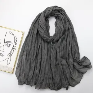 JY221201 pleated Silver dust plain hijab scarf