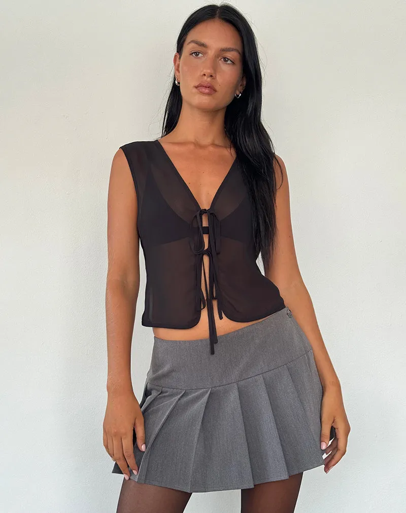 Kayve Tie Front Top in Chiffon Black