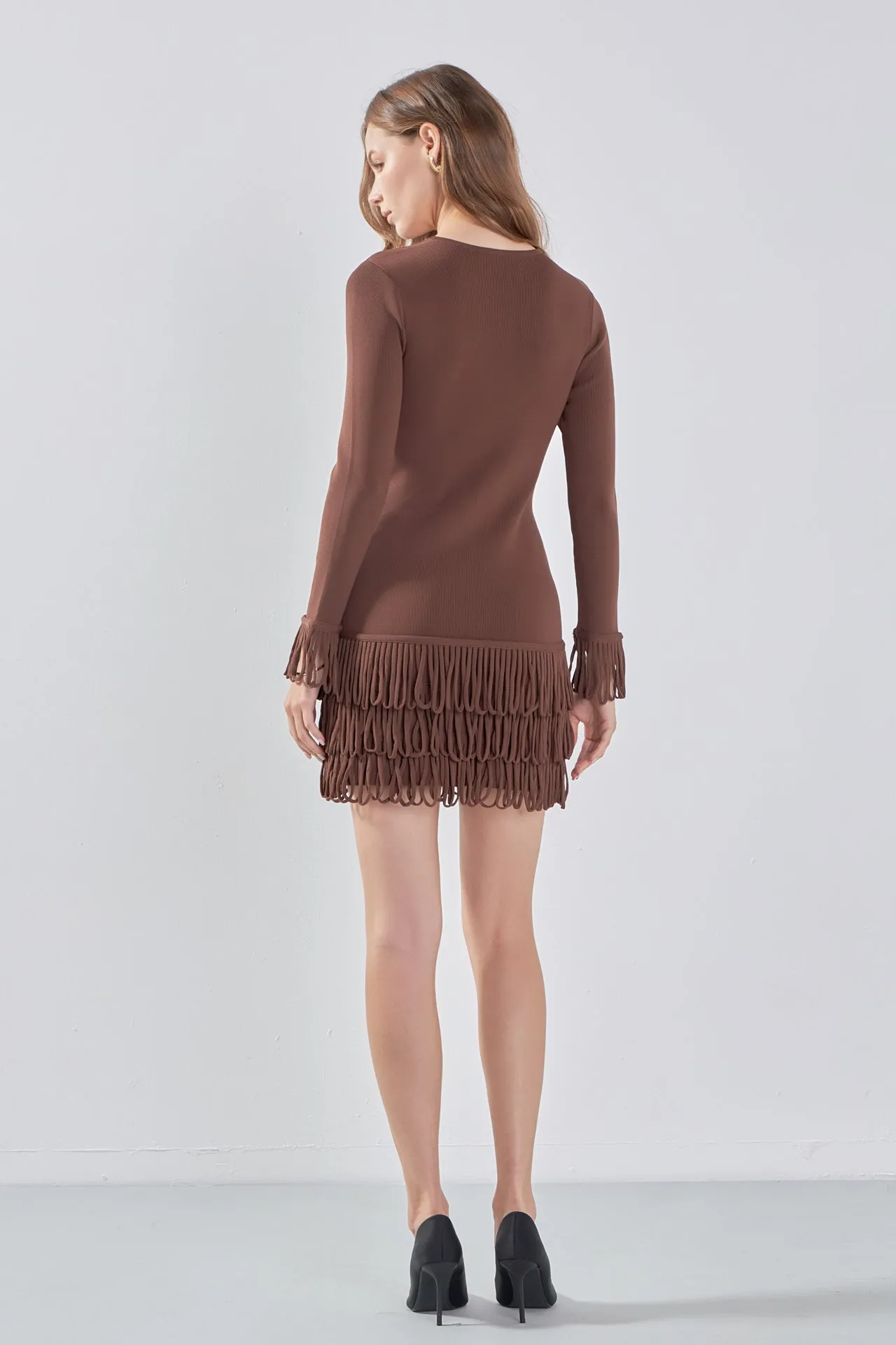 Knit Loop Fringe Mini Dress