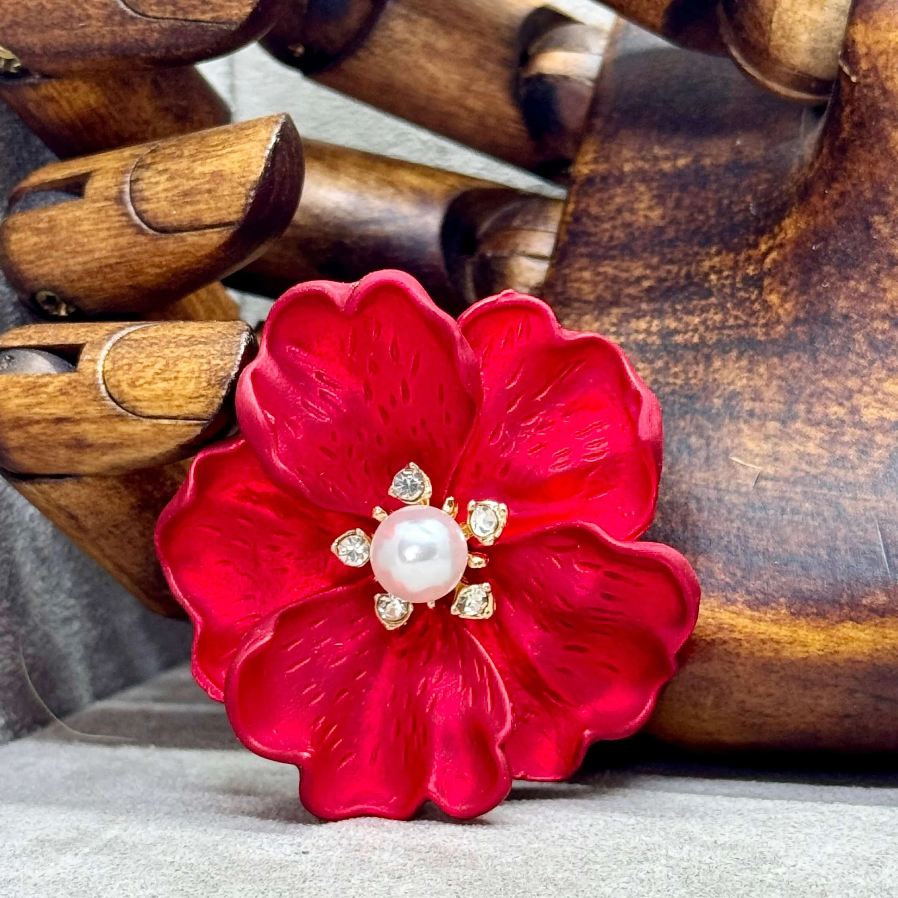 Large Enamel Poppy Brooch