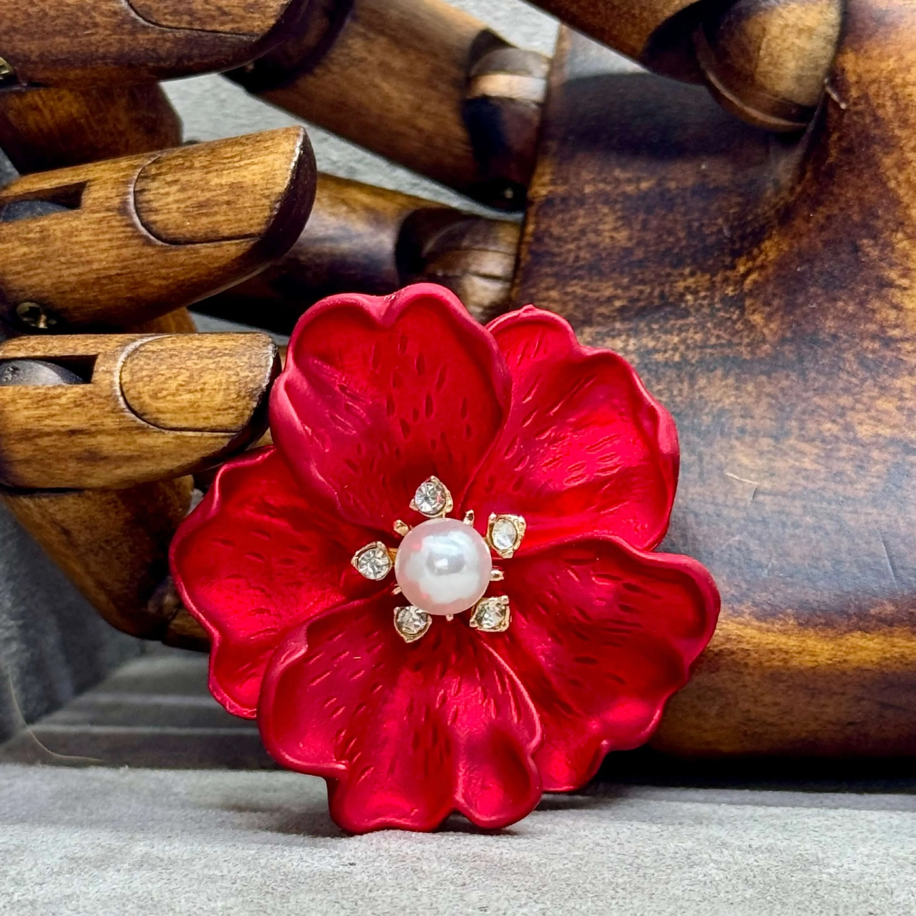 Large Enamel Poppy Brooch