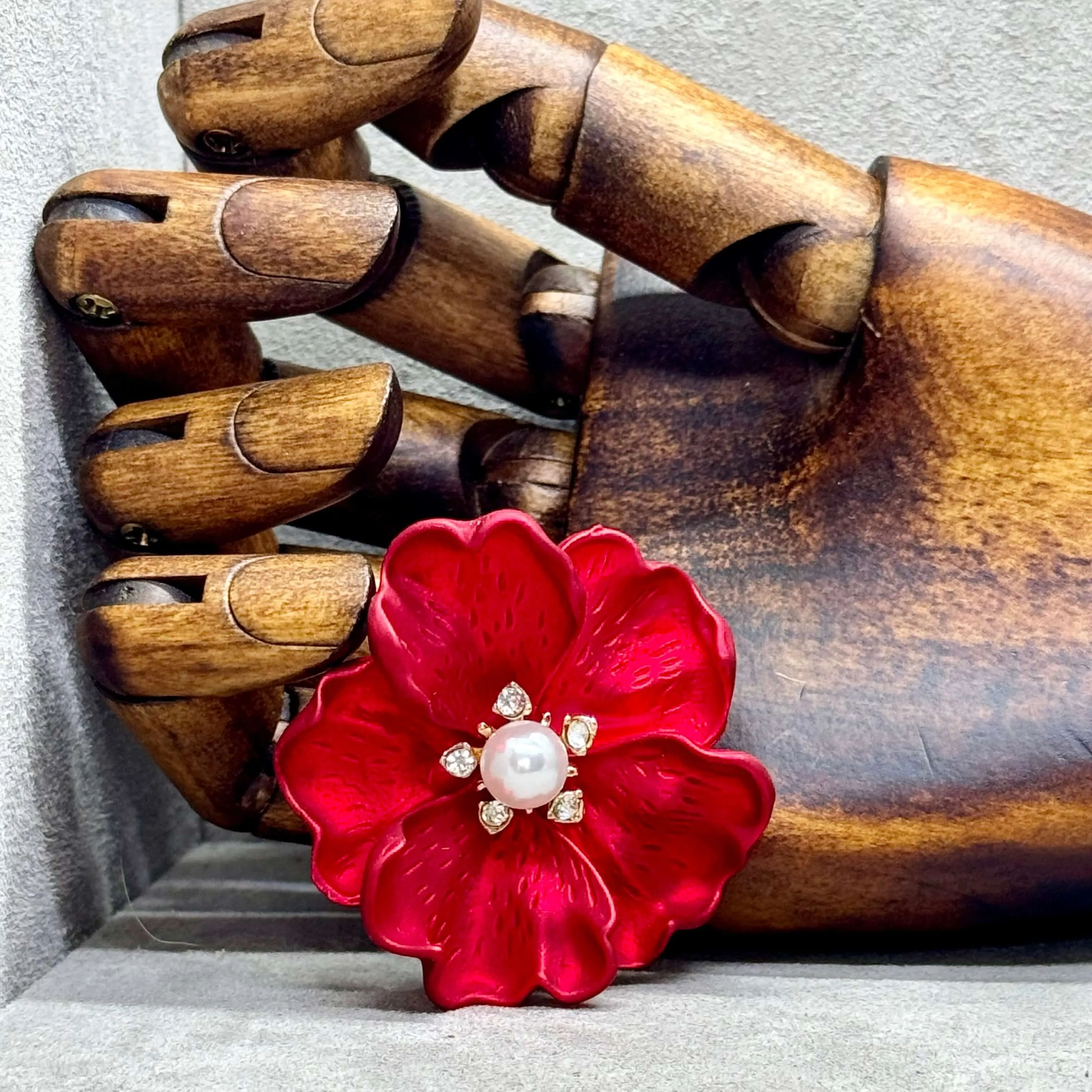 Large Enamel Poppy Brooch