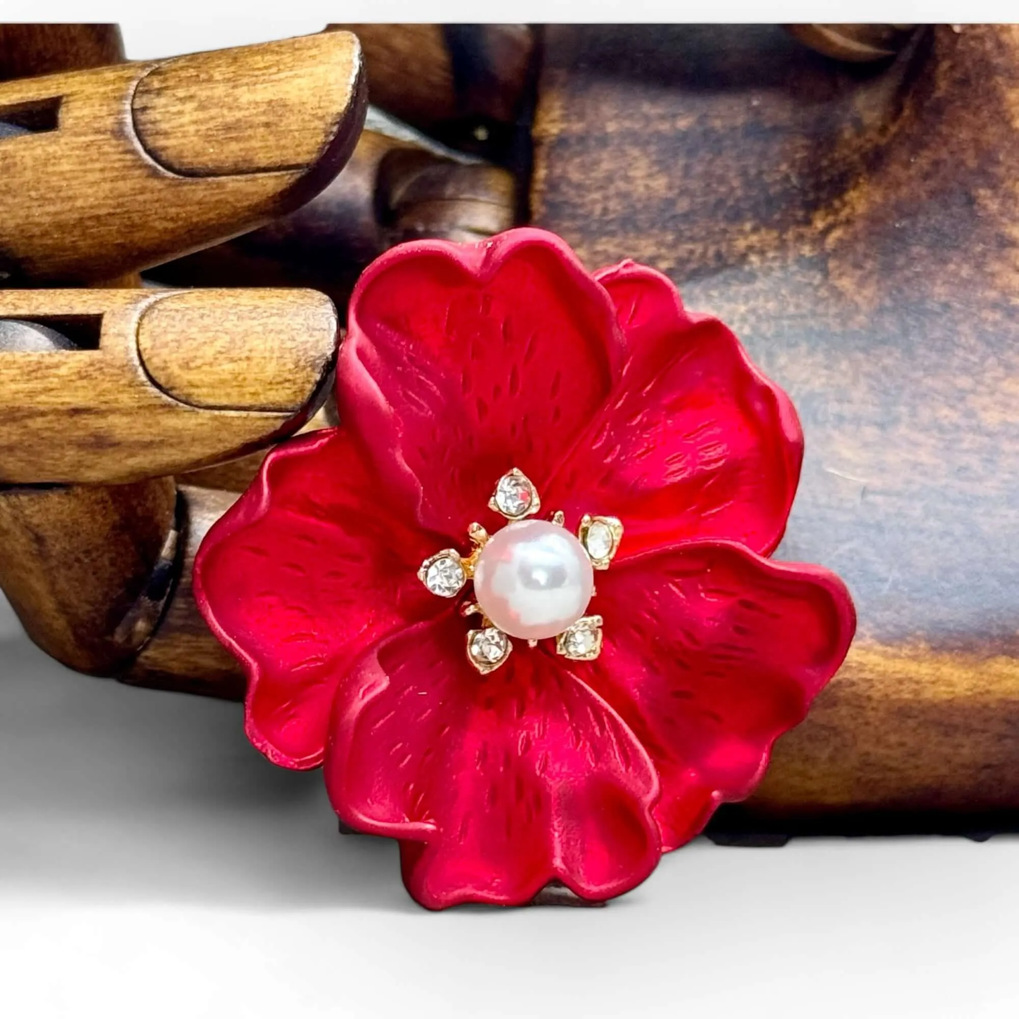 Large Enamel Poppy Brooch