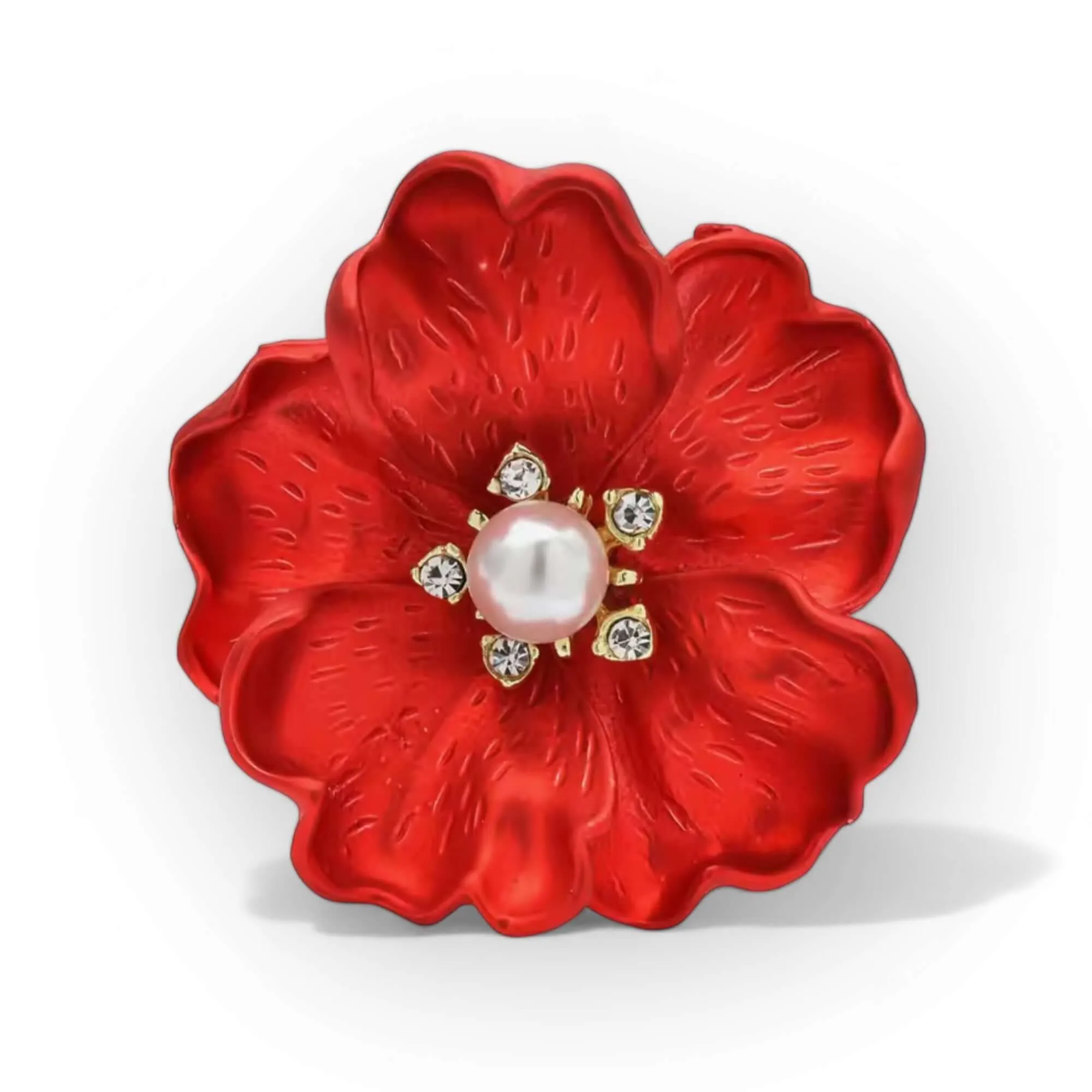 Large Enamel Poppy Brooch