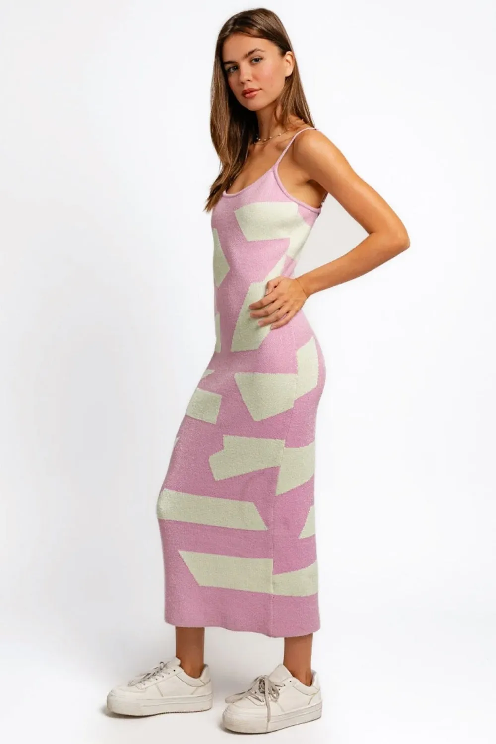 Le Lis Abstract Contrast Maxi Sweater Cami Dress