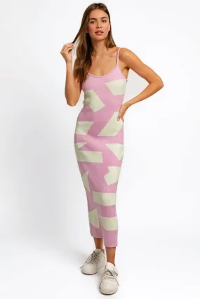 Le Lis Abstract Contrast Maxi Sweater Cami Dress