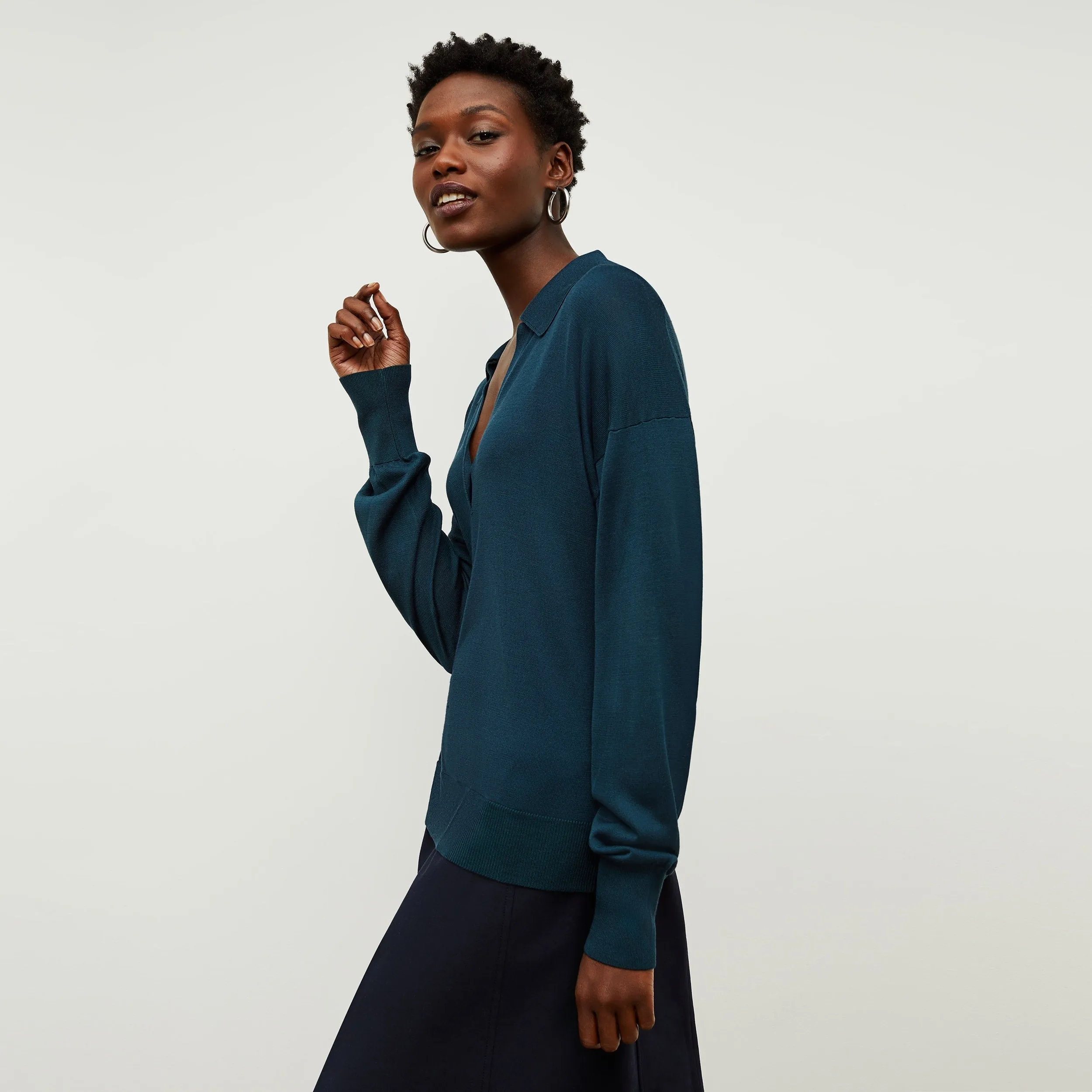 Leo Pullover - Silk Jersey :: Deep Sea