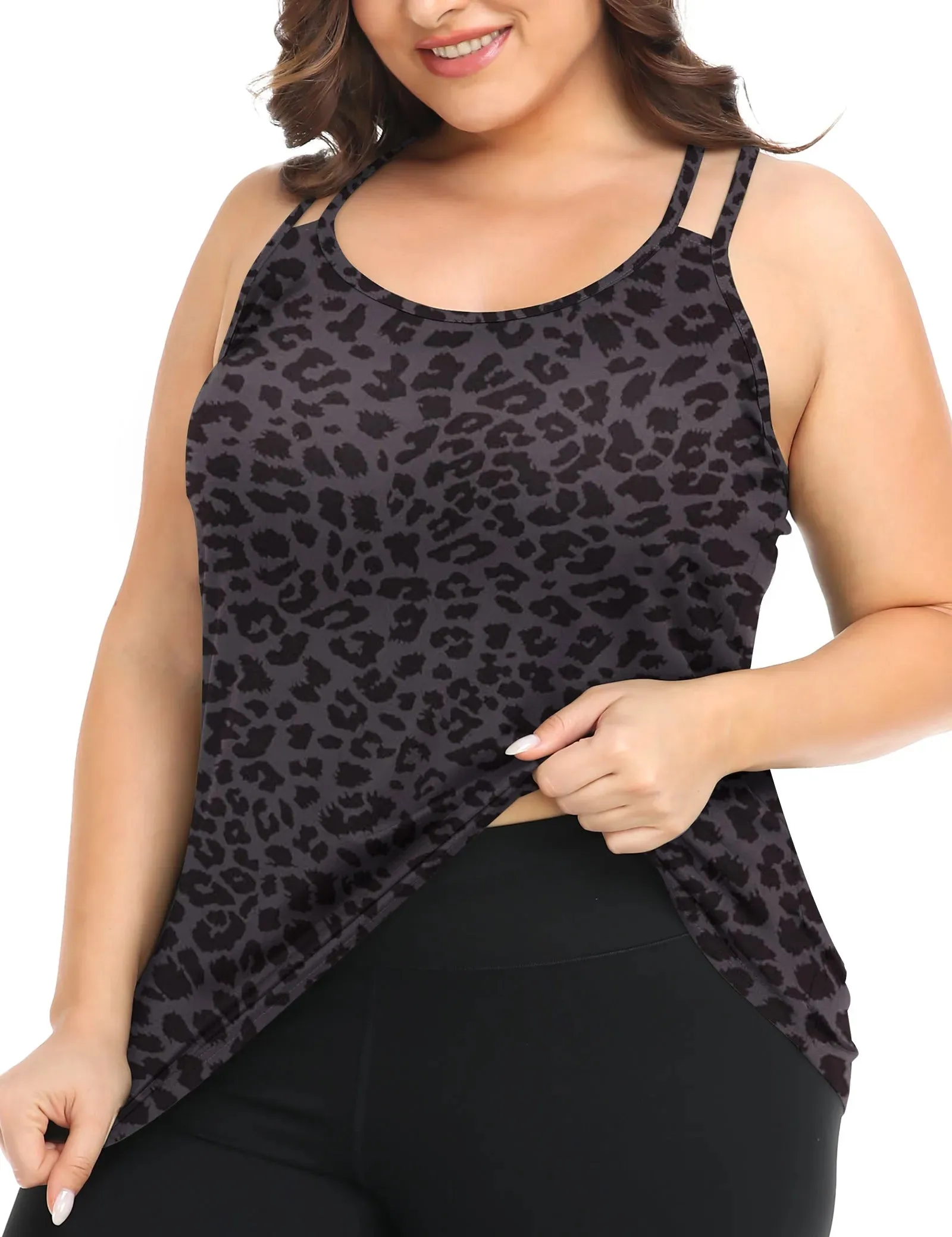 Leopard Crewneck Double Camisole Tank