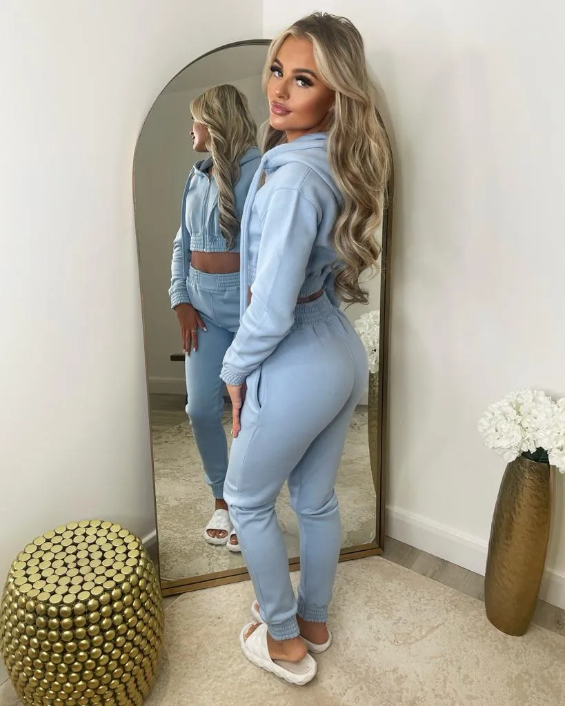 Letita Zip Front Hooded Tracksuit - Baby Blue