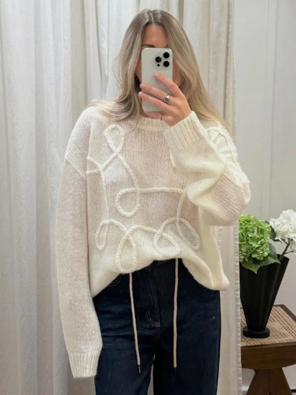 Lightweight Pastel Pink Cable-Knit Sweater for Women