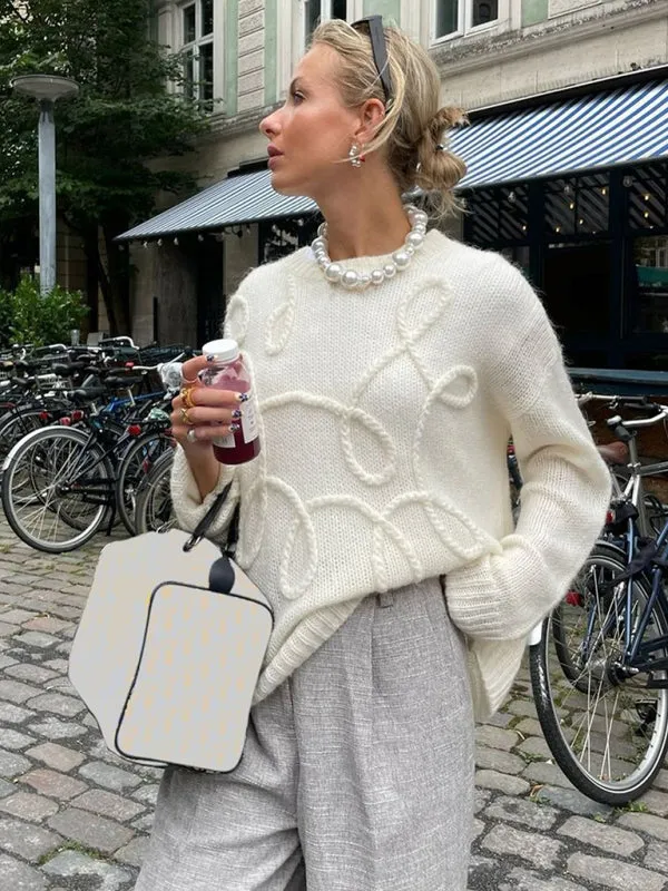 Lightweight Pastel Pink Cable-Knit Sweater for Women