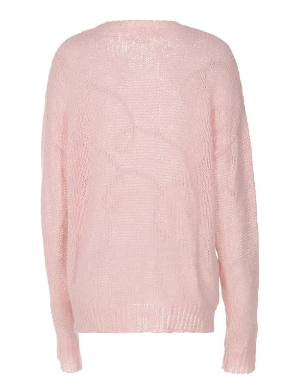 Lightweight Pastel Pink Cable-Knit Sweater for Women