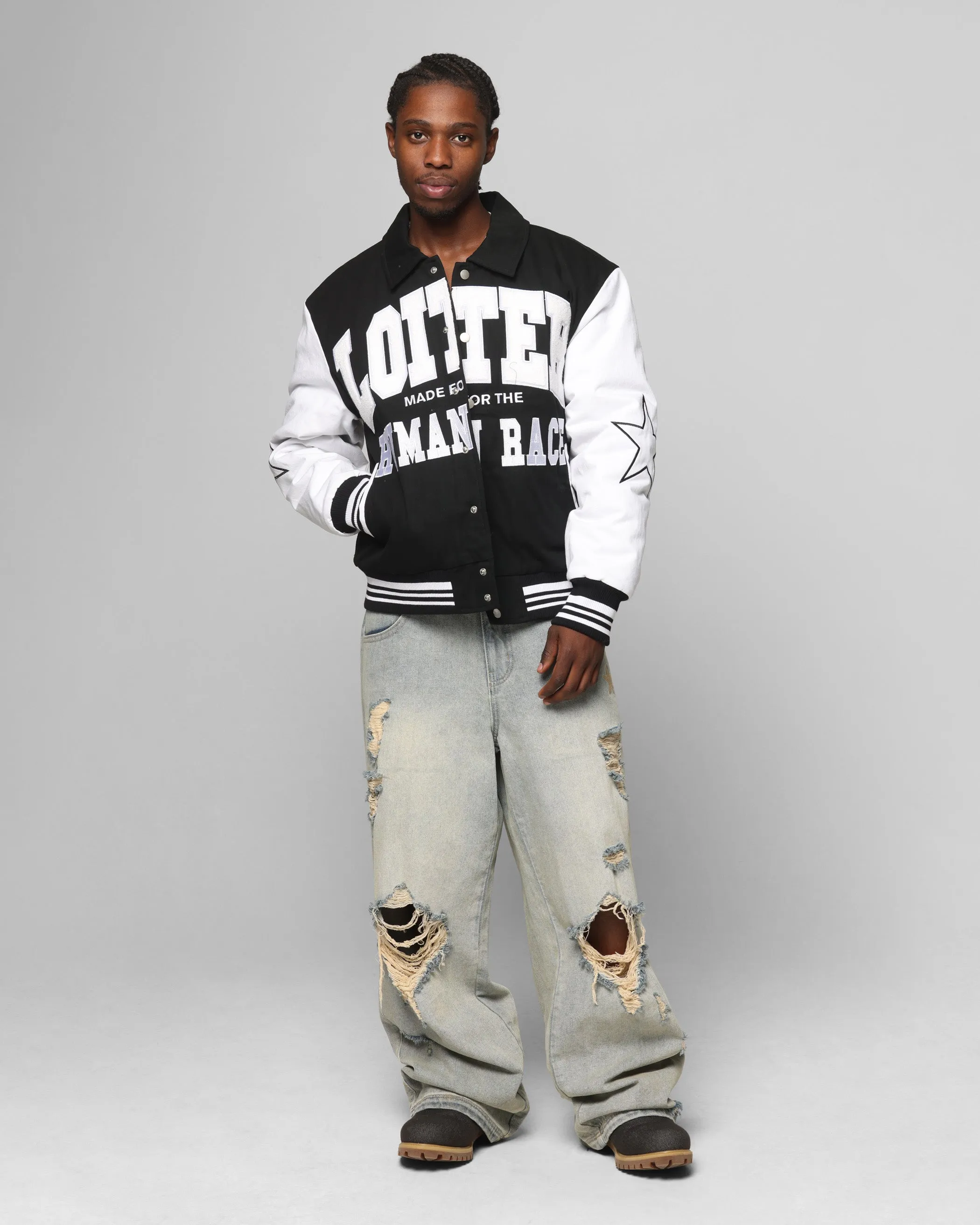 Loiter Vice City Varsity Jacket Black/White