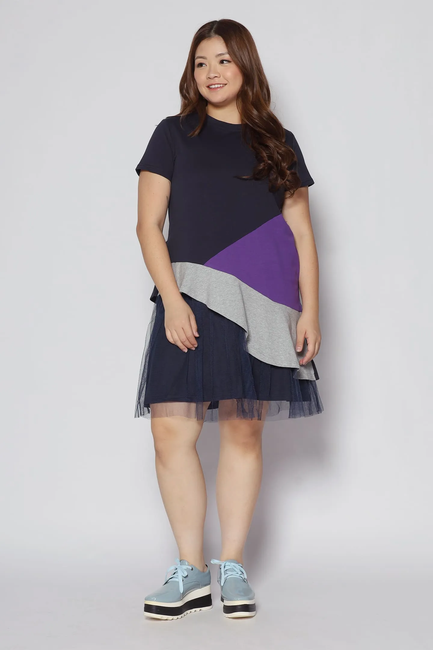 Lorrine Colourblock Dress in Purple