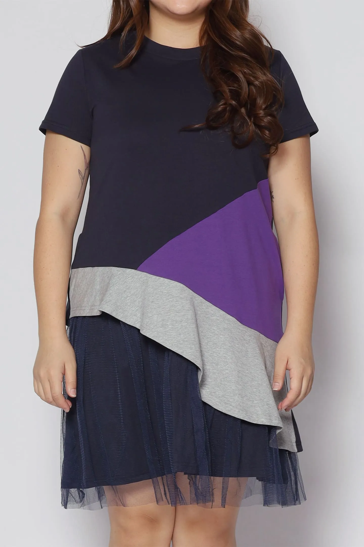 Lorrine Colourblock Dress in Purple