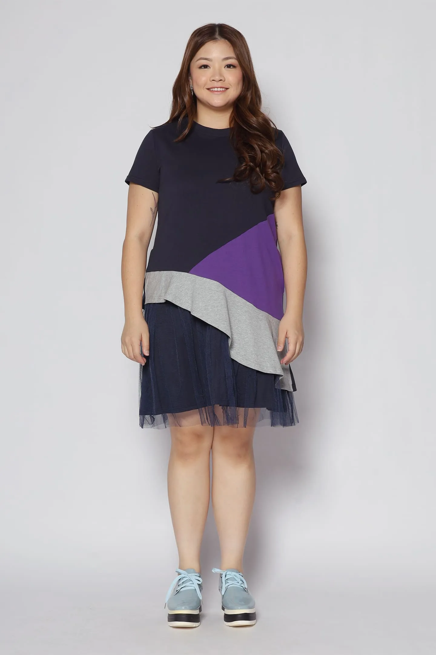 Lorrine Colourblock Dress in Purple