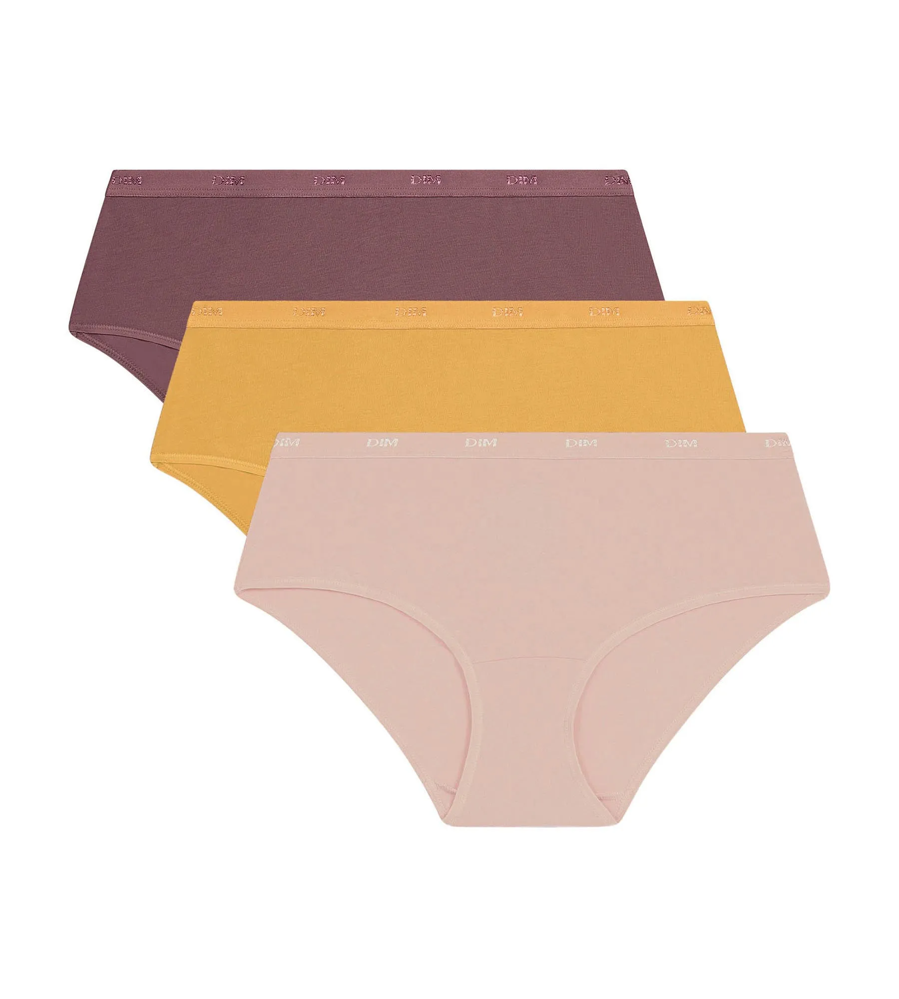 Lot de 3 boxers femme coton stretch Jaune Marron Les Pockets Ecodim