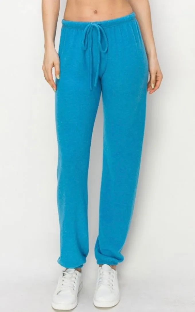 Lounge comfy and cozy pants with elastic drawstring pants with elastic at ankles- H. Purple