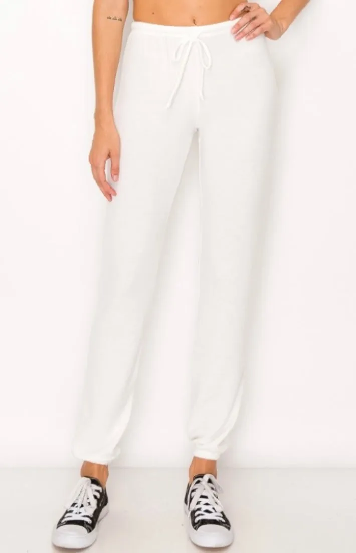 Lounge comfy and cozy pants with elastic drawstring pants with elastic at ankles- H. Purple