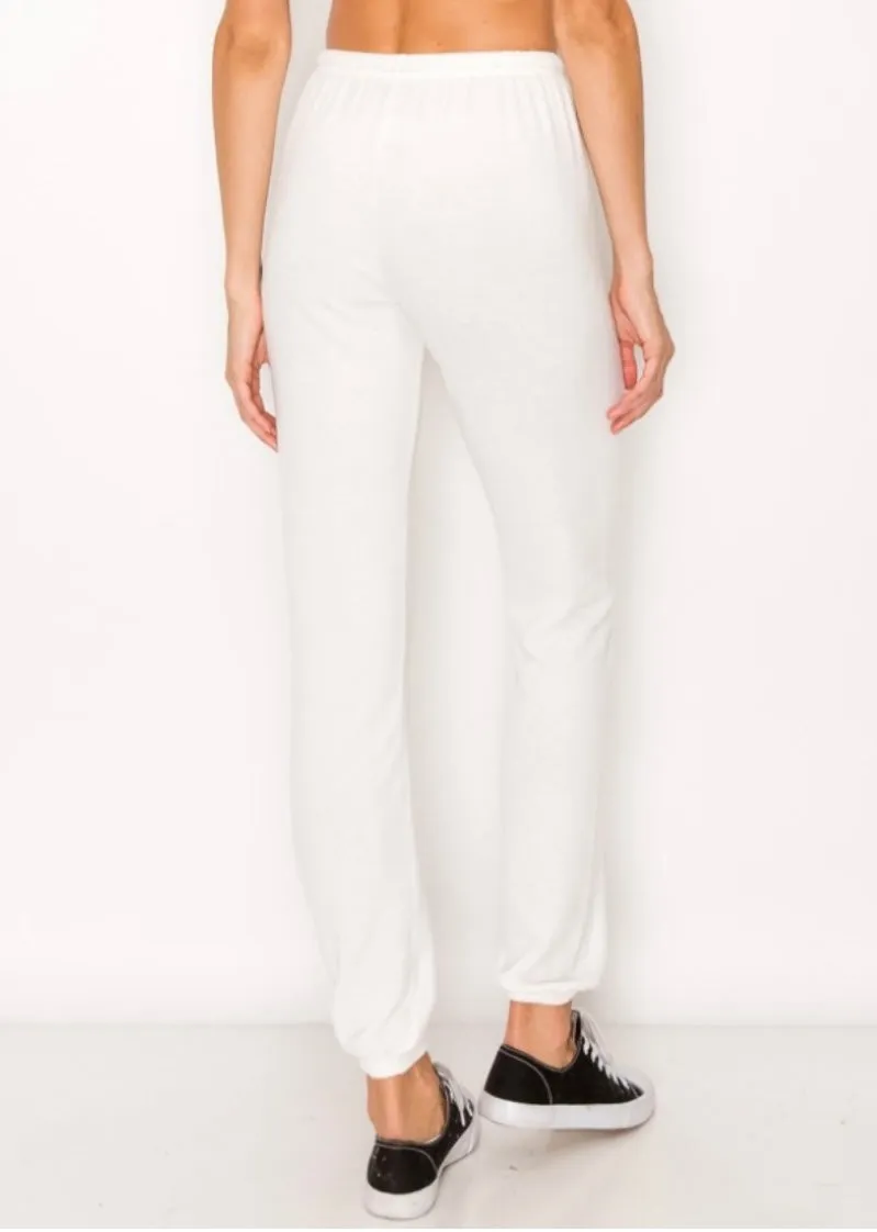 Lounge comfy and cozy pants with elastic drawstring pants with elastic at ankles- H. Purple