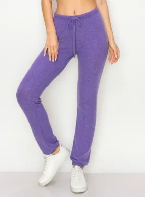 Lounge comfy and cozy pants with elastic drawstring pants with elastic at ankles- H. Purple