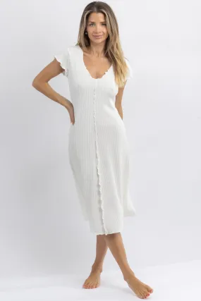 LULA WHITE MERROW EDGE MIDI DRESS