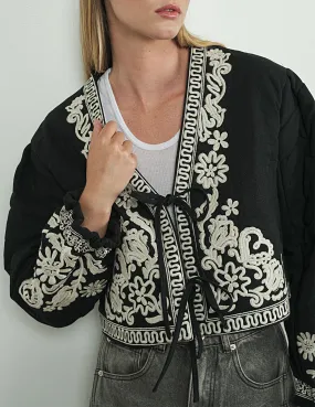 Maggie Embroidered Black Bolero Jacket