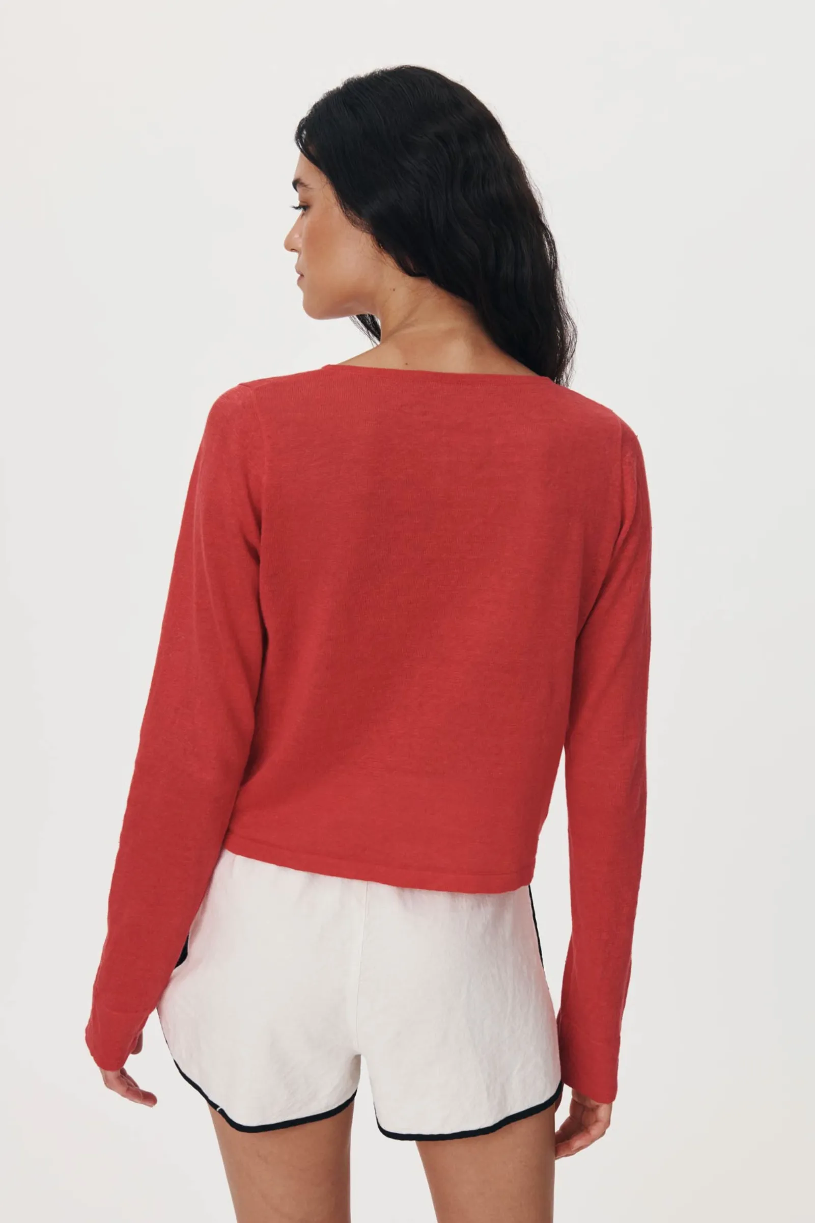 Marcia Bow Cardigan Top - Red