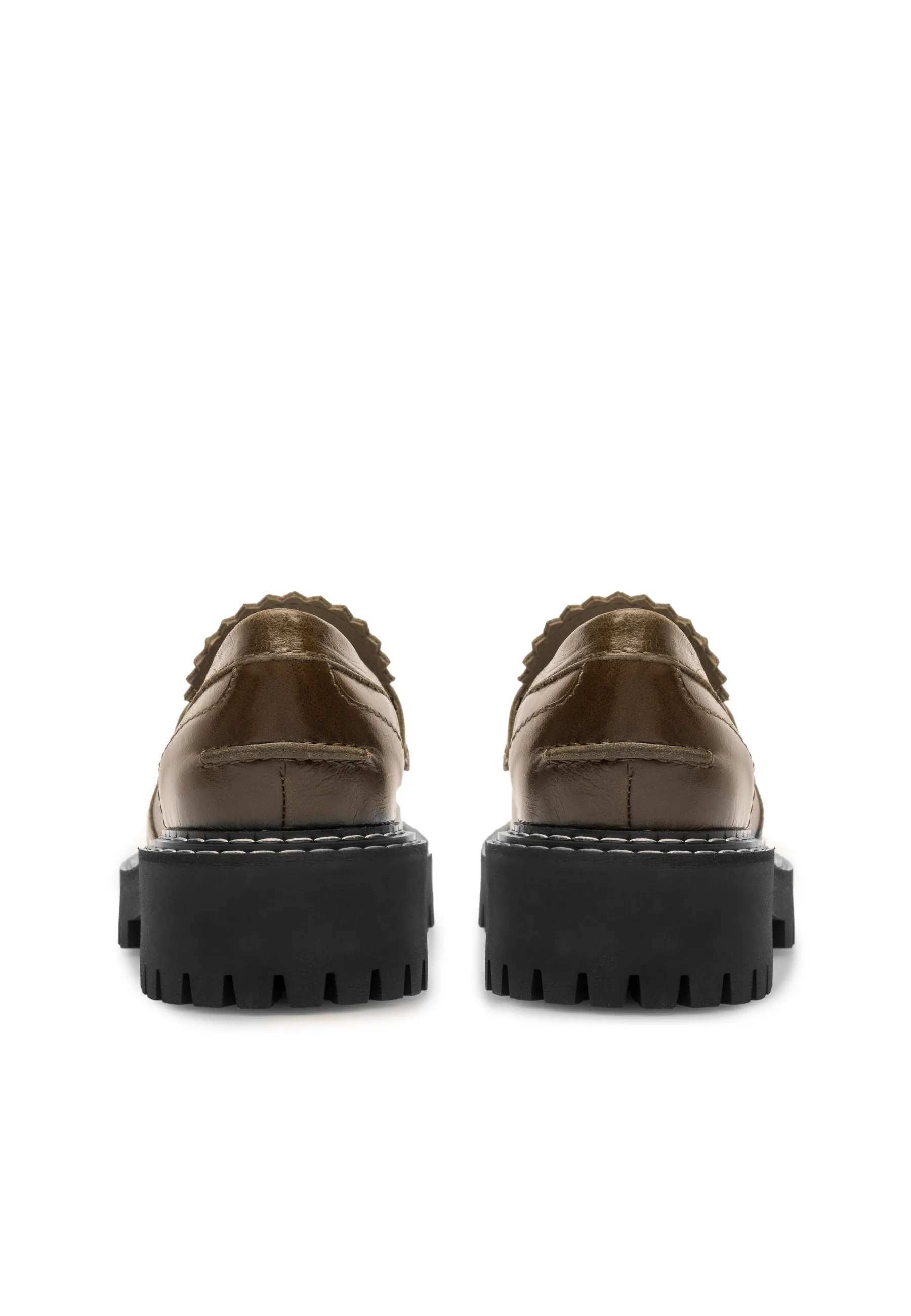 Matter Olive Leather Loafers