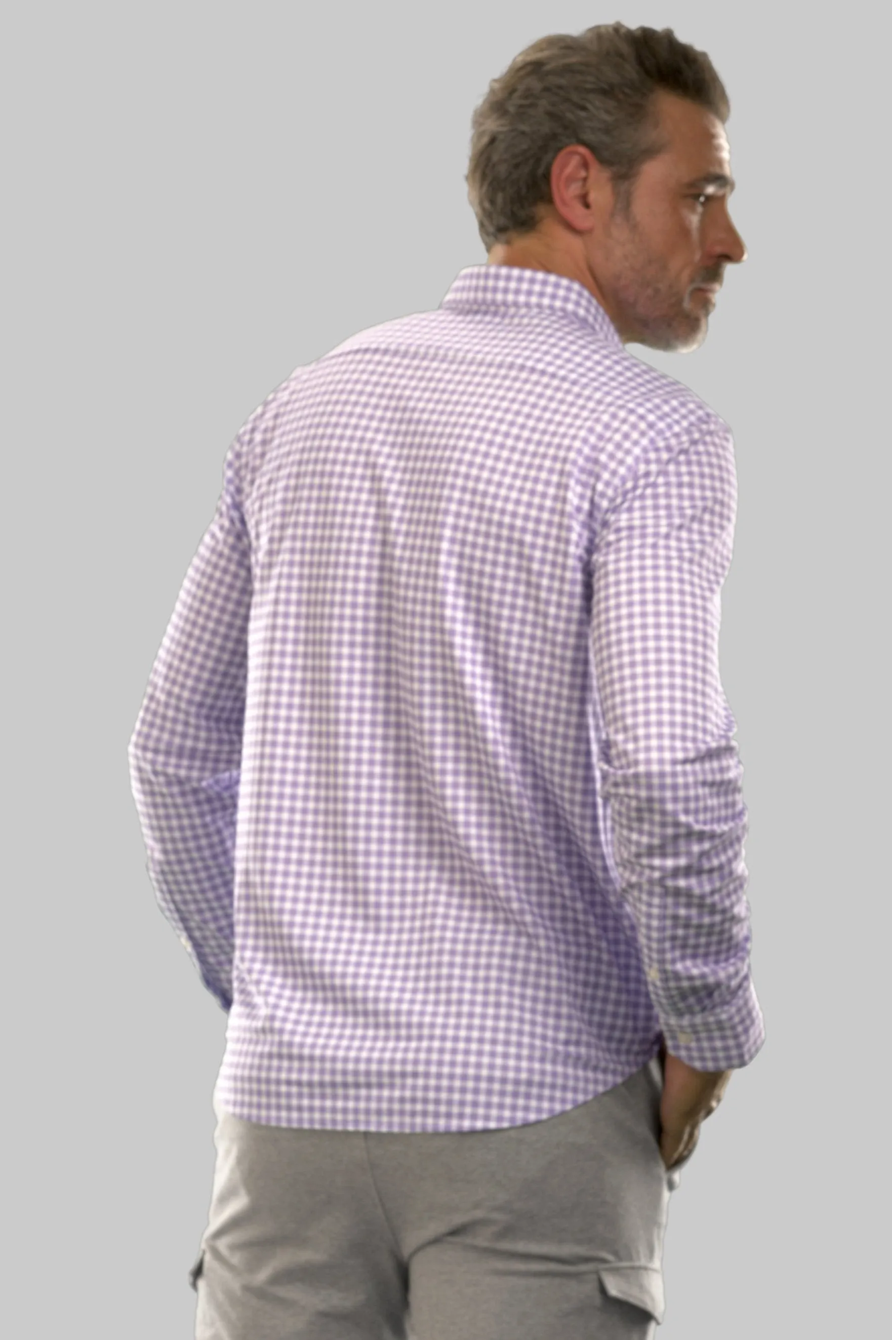 Mauro Long Sleeve Check Tech Shirt - Lavender